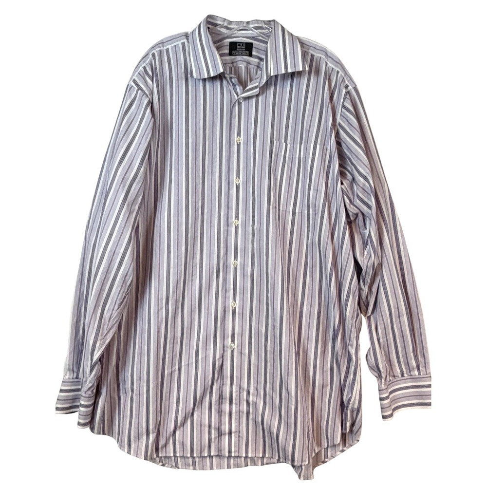 Ike Behar‎ Rochester Big & Tall Mens 18.5 38 Purple Striped Long Sleeve Shirt